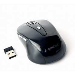 Gembird MUSW-6B-01, Wireless Optical Mouse, 2.4GHz, 6-button, 800/1200/1600dpi, Nano Reciver, USB, Black